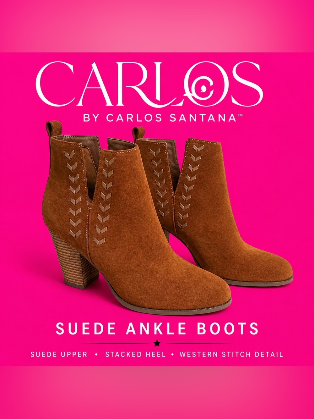 Carlos by Carlos Santana "Haley" Fabric Suede Ankle Booties in Brown